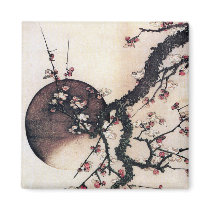 Plum Blossoms and the Moon, Hokusai Fridge Magnets