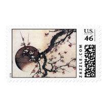Plum Blossoms and the Moon, Hokusai Postage Stamp