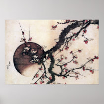 Plum Blossoms and the Moon, Hokusai Print