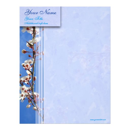 Plum Blossoms Blue Sky Custom Letterhead