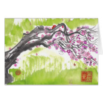 Plum Blossoms in Green cards