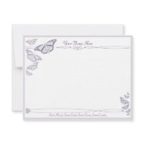Plum Butterfly Correspondence Cards invitations