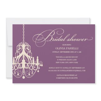 PLUM & CREAM CHANDELIER | BRIDAL SHOWER INVITE invitation