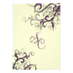 Plum+ cream swirls  Wedding Invitations