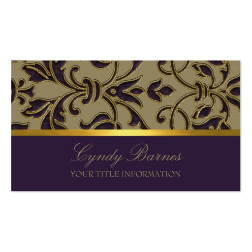 Plum Damask  Business Card (front side)
