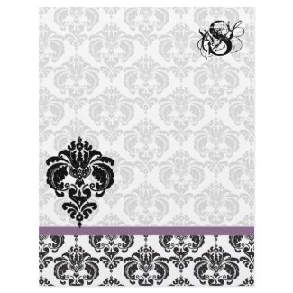 Plum Damask Monogram Letterhead letterhead