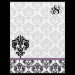 Plum Damask Monogram Letterhead