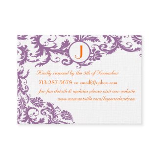 Plum Damask Orange Response and Website Cards profilecard