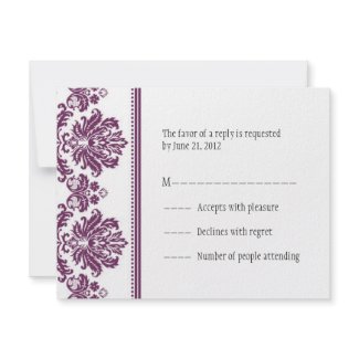 Plum Damask RSVP Cards invitation