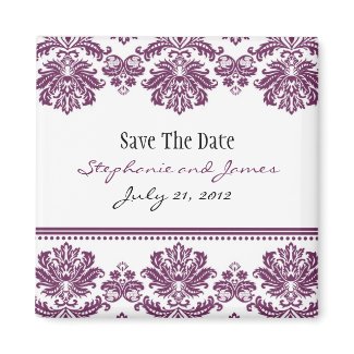 Plum Damask Save The Date magnet