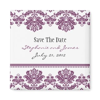 Plum Damask Save The Date magnet