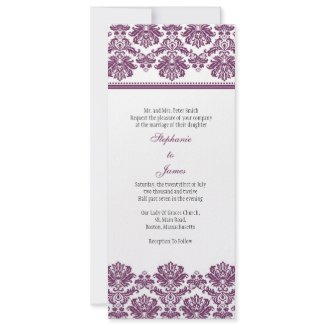 Plum Damask Wedding Invitation invitation