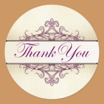 Plum Filigree with Champagne Thank You Sticker stickers