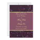 Plum Floral &amp; Purple Ribbon Save the Date Invitations