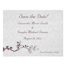 Plum Floral Vine Save the Date Custom Announcement