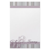 Plum Flourish w/ Stripes Stationery by PrettyPapers Plum Flourish w/ Stripes Stationery