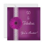 Plum Flower Fabulous 50th Birthday Party Lace Personalized Announcement