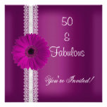 Plum Flower Fabulous 50th Birthday Party Lace Personalized Announcement