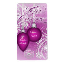 Plum Frosted Flourishes Holiday Wine Label