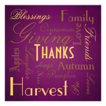Plum "Giving Thanks" Thanksgiving  Invitation