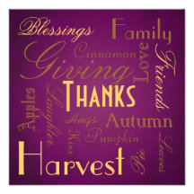 Plum "Giving Thanks" Thanksgiving  Invitation