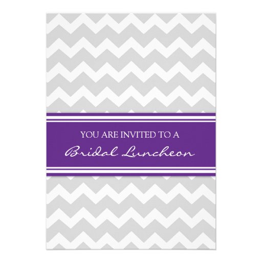 Plum Gray Chevron Bridal Lunch Invitation Cards