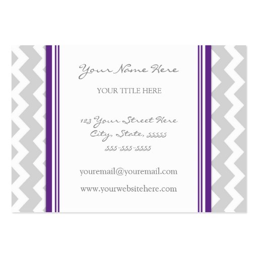 Plum Gray Chevron Retro Business Cards (back side)