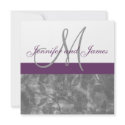 Plum Grey Wedding Invitation Monogram Names Floral invitation