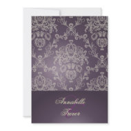 Plum/ivory cream lace invitation