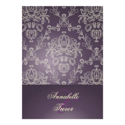 Plum/ivory cream lace personalized invite