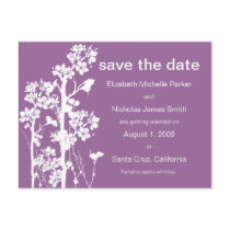 Plum Japanese Floral Save the Date Postcards by TheWeddingShoppe Plum Japanese Floral Save the Date Postcards