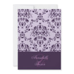 Plum/lilac damask, custom wedding personalized announcements
