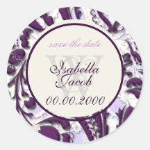 Plum/lilac Floral Damask/monogram stickers
