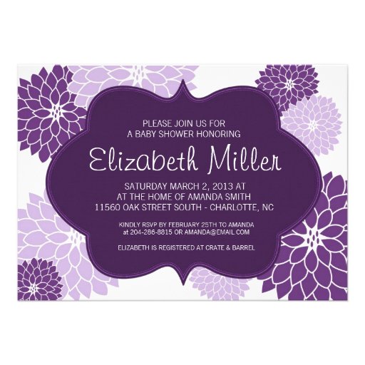 Plum & Lilac Purple Bridal or Baby Shower Invite