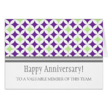 Plum Lime Circles Employee Anniversary Card