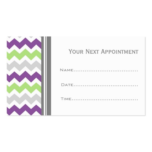 Plum Lime Grey Chevron Salon Appointment Cards Business Card (back side)