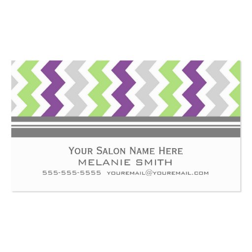 Plum Lime Grey Chevron Salon Appointment Cards Business Card (front side)