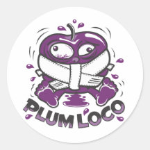 Plum Loco Design Round Sticker