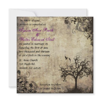 Plum New Life Vintage Wedding Invitation