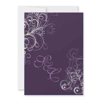 Plum+ pearl swirls 5x7 Wedding Invitations invitation