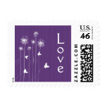 Plum purple butterfly floral wedding love stamps