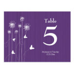 Plum purple butterfly floral wedding table number postcard