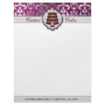 Plum Purple Cake Couture Glitzy Damask Business Personalized Letterhead