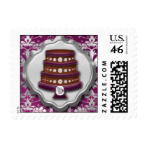 Plum Purple Cake Couture Glitzy Damask Cake Bakery Stamp