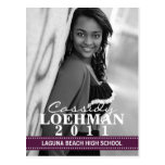 Plum Purple Custom Photo Graduation Announcement Postcard