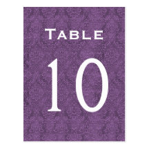Plum Purple Damask Wedding Table Number 10 C209 Postcard