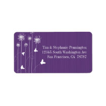 Plum purple floral butterfly wedding address label