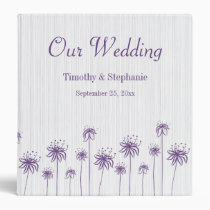 Plum purple floral stripes wedding avery binder