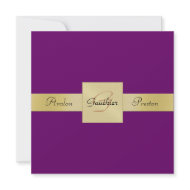 Plum Purple Gold Metal Monogram Formal Invitation invitation