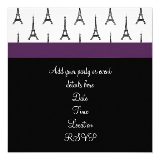 Plum Purple Paris Eiffel Tower Party Invites